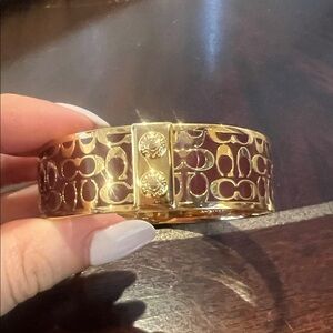 Coach Gold and Brown Patterned Bracelet